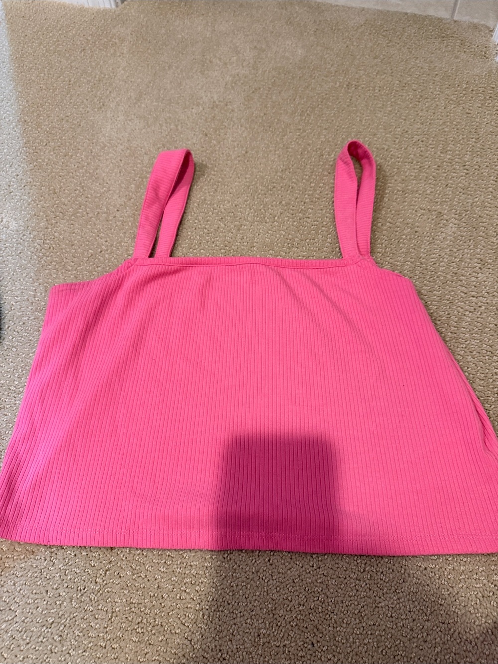 Express Bright Pink Ribbed Square-Neck Camisole